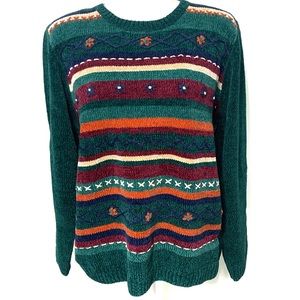 Vintage Alfred Dunner Striped Colorblock Sweater